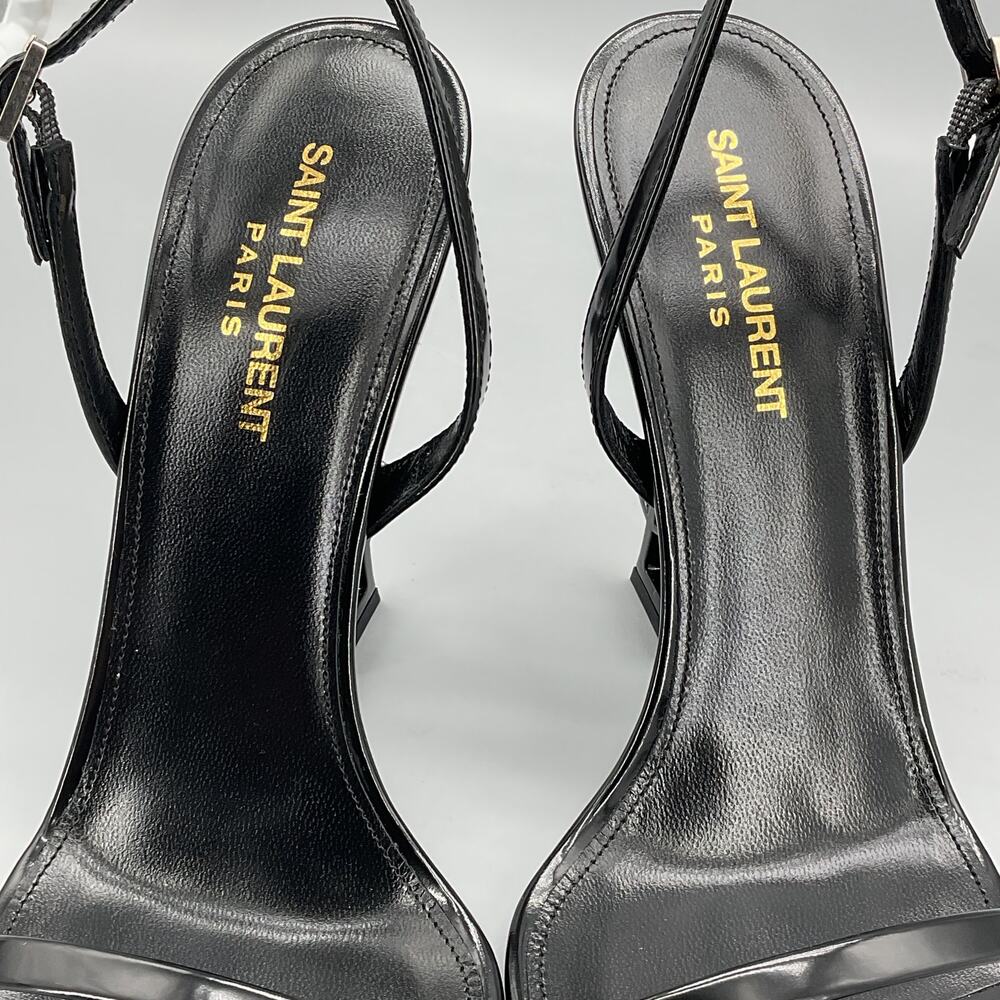 NEW Saint Laurent Women 110mm Opyum YSL Patent Leather Sandal Black 9.5/39.5 - Picture 6 of 10
